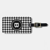 Klassisches Schwarz-Weiß-Hahnentrittmuster mit Mon Gepäckanhänger (Vorderseite horizontal)