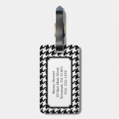 Klassisches Schwarz-Weiß-Hahnentrittmuster mit Mon Gepäckanhänger (Rückseite vertikal)