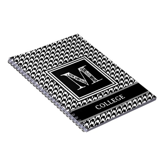 Klassisches Schwarz-Weiß-Hahnentrittmuster Mit Mon Notizblock (Rechte Seite)