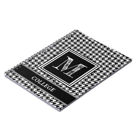 Klassisches Schwarz-Weiß-Hahnentrittmuster Mit Mon Notizblock (Linke Seite)