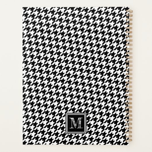 Klassisches Schwarz-Weiß-Hahnentrittmuster Mit Mon Planer (Rückseite)