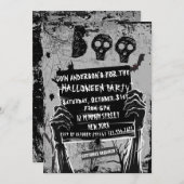 Klassisches Schwarz-Weiß-Halloween-Party Einladung (Vorne/Hinten)