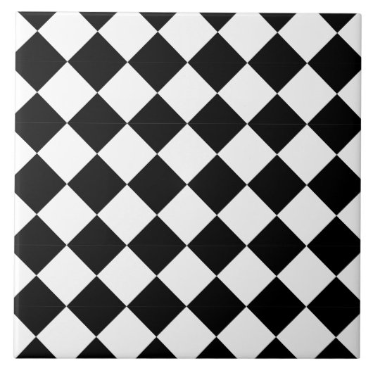 Klassisches Schwarz-Weiß-Harlekin-Diagonal-Karo Fliese (Vorderseite)