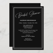 Klassisches Schwarz-Weiß-HochzeitsBrautparty Einladung (Vorne/Hinten)