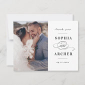 Klassisches Schwarz-Weiß-HochzeitsFoto Dankeskarte (Vorderseite)