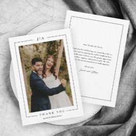 Klassisches Schwarz-Weiß-HochzeitsFoto Dankeskarte