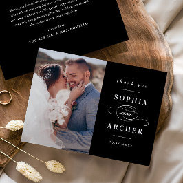 Klassisches Schwarz-Weiß-HochzeitsFoto Dankeskarte