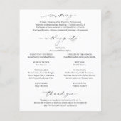 Klassisches Schwarz-Weiß-Hochzeitsprogramm (Rückseite)