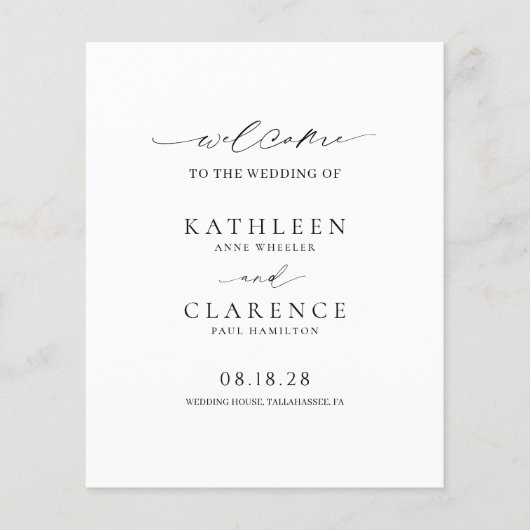 Klassisches Schwarz-Weiß-Hochzeitsprogramm (Vorderseite)