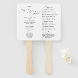 Klassisches Schwarz-Weiß-Hochzeitsprogramm Fächer