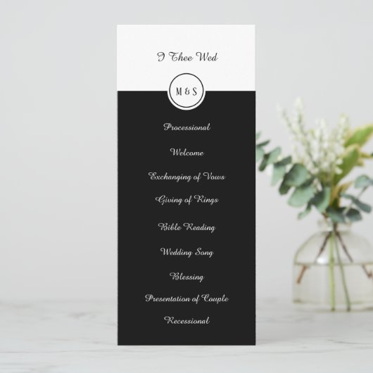 Klassisches Schwarz-Weiß-Hochzeitsprogramm Programm (Stehend Vorderseite)