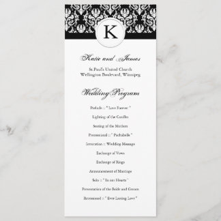 Klassisches Schwarz-Weiß-Hochzeitsprogramm Programm