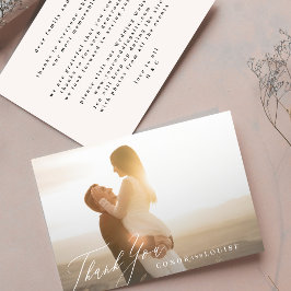 Klassisches Schwarz-Weiß-Kalligrafie-Hochzeitsszen Dankeskarte