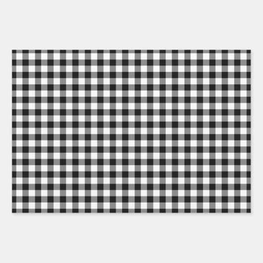 Klassisches Schwarz-Weiß-Kariertes Muster Geschenkpapier Set (Vorderseite 3)