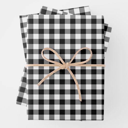 Klassisches Schwarz-Weiß-Kariertes Muster Geschenkpapier Set (Beispiel)