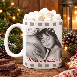 Klassisches Schwarz-Weiß-Karo-Tartan-Familienfoto Jumbo-Tasse