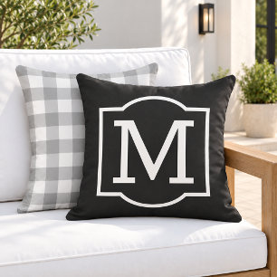 Klassisches Schwarz-Weiß-Klammer-Monogramm Kissen