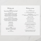 Klassisches Schwarz-Weiß-Modernes Hochzeitsprogram (Rückseite)