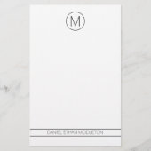 Klassisches Schwarz-Weiß-Modernes Monogramm Briefpapier (Vorderseite)