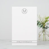 Klassisches Schwarz-Weiß-Modernes Monogramm Briefpapier (Stehend Vorderseite)