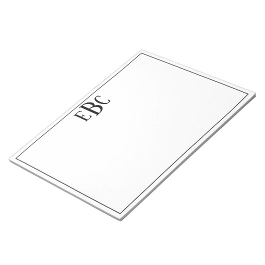 Klassisches Schwarz-Weiß-Modernes Monogramm Notizblock (angewinkelt)
