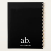 Klassisches Schwarz-Weiß-Monogramm-Design Planer (Rückseite)