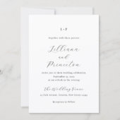 Klassisches Schwarz-Weiß-Monogramm Elegante Hochze Einladung (Vorderseite)