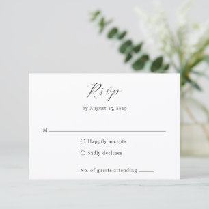 Klassisches Schwarz-Weiß-Monogramm Elegante Hochze RSVP Karte