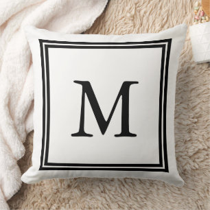 Klassisches Schwarz-Weiß-Monogramm Kissen
