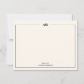 Klassisches Schwarz-Weiß-Monogramm Mitteilungskarte (Vorderseite)