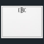 Klassisches Schwarz-Weiß-Monogramm-Notepad Briefbogen<br><div class="desc">Klassisches Schwarz-Weiß-Monogramm-Notepad</div>