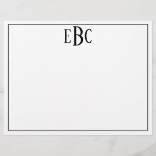 Klassisches Schwarz-Weiß-Monogramm-Notepad Briefbogen