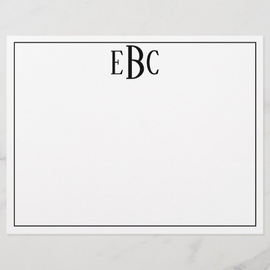 Klassisches Schwarz-Weiß-Monogramm-Notepad Briefbogen (Vorderseite)