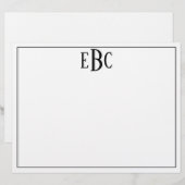 Klassisches Schwarz-Weiß-Monogramm-Notepad Briefbogen (Vorne/Hinten)