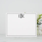 Klassisches Schwarz-Weiß-Monogramm-Notepad Briefbogen (Stehend Vorderseite)