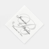 Klassisches Schwarz-Weiß-Monogramm-Papier Napkin Serviette (Ecke)