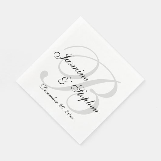 Klassisches Schwarz-Weiß-Monogramm-Papier Napkin Serviette (Ecke)