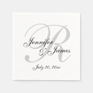 Klassisches Schwarz-Weiß-Monogramm-Papier Napkin Serviette