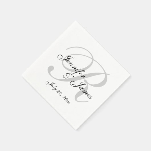 Klassisches Schwarz-Weiß-Monogramm-Papier Napkin Serviette (Ecke)