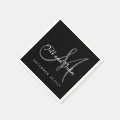Klassisches Schwarz-Weiß-Monogramm-Papier Napkins Serviette (Ecke)
