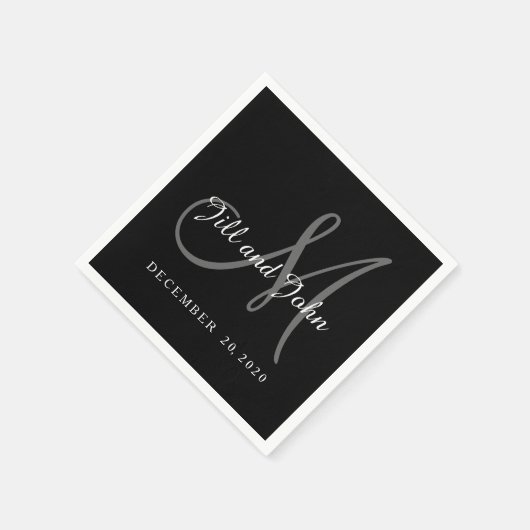 Klassisches Schwarz-Weiß-Monogramm-Papier Napkins Serviette (Ecke)