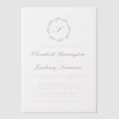 Klassisches Schwarz-Weiß-Monogramm-Wraath-Script Pergament Einladungen (Vorderseite)