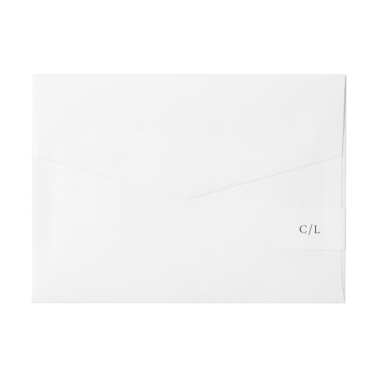 Klassisches Schwarz-Weiß-Monogramm-Wraparound-Etik Rundum-Adressaufkleber (Rückseite)