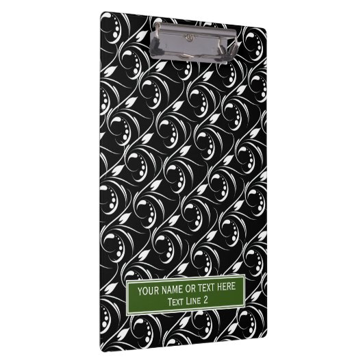 Klassisches Schwarz-Weiß-Muster für Abstrakte Blum Klemmbrett (Rechts)