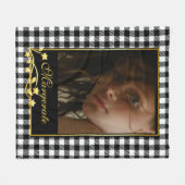 Klassisches Schwarz/Weiß Personalisiertes Foto Gol Fleecedecke (Vorderseite (Horizontal))