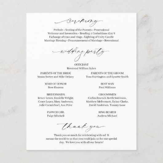 Klassisches Schwarz-Weiß-Programm Flyer (Hinten)