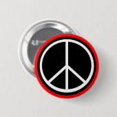 Klassisches Schwarz-Weiß-Retro-Friedenszeichen Button (Vorne & Hinten)