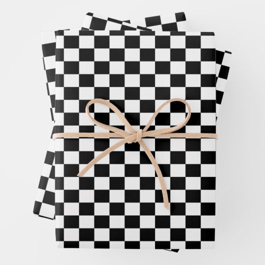 Klassisches Schwarz-Weiß-Schachbrett Geschenkpapier Set (Beispiel)