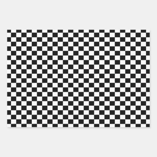 Klassisches Schwarz-Weiß-Schachbrett   Geschenkpapier Set (Vorderseite)