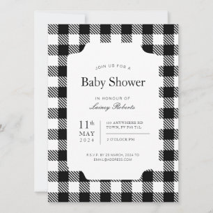 Klassisches Schwarz-Weiß-Schachbrett-Karo-Duschbad Einladung